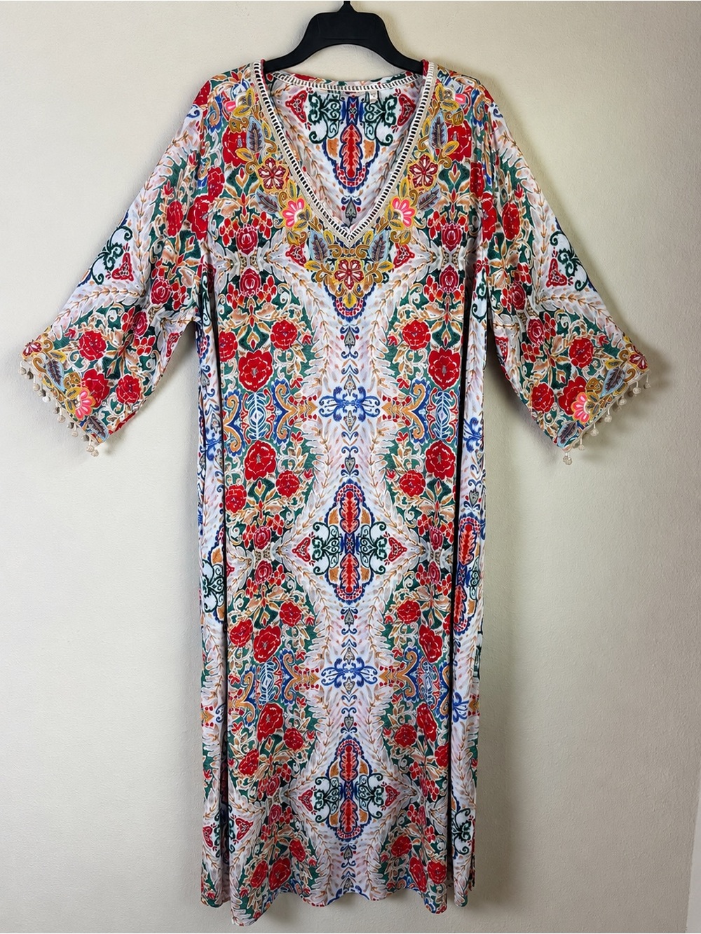 Soft Surroundings Ipanema Embroidered Beaded Caftan Maxi dress in  Rio Rainbow